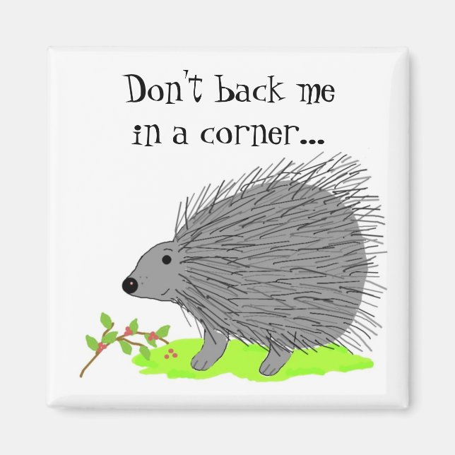 Imã Cartoon Porcupine com Say (Frente)