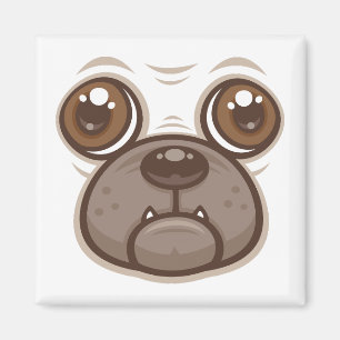 Imã Cartoon Pug Mug Puppy Dog Face