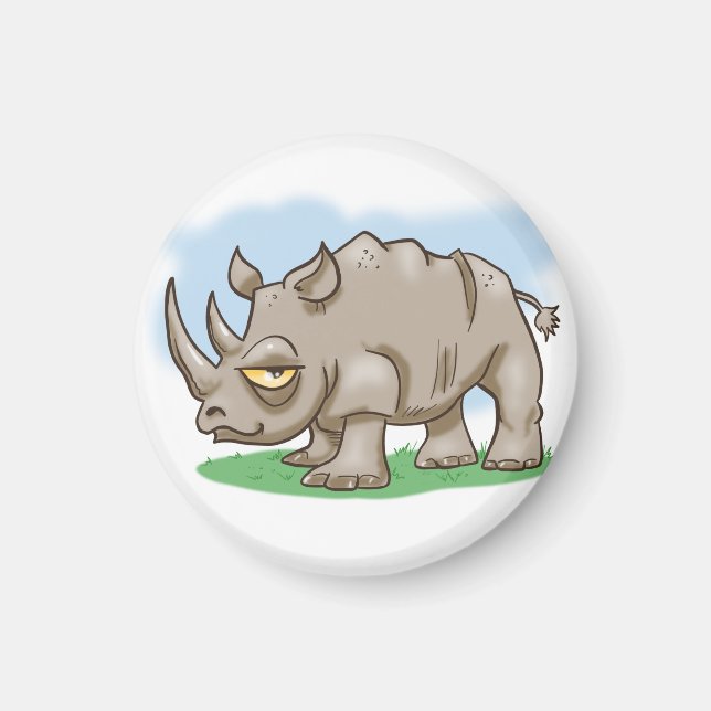 Imã Cartoon Rhino sorridente (Frente)
