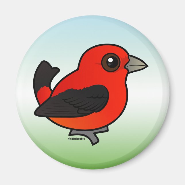 Imã Cartoon Scarlet Tanager (Frente)