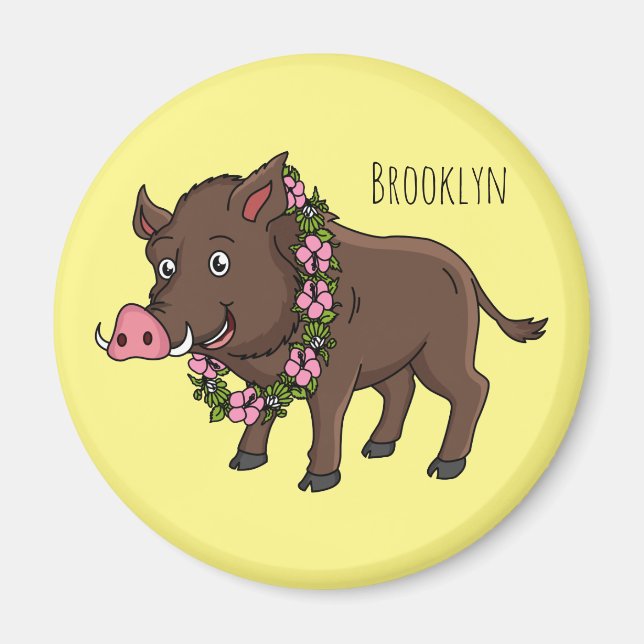 Imã Cartoon selvagem e flores (Frente)