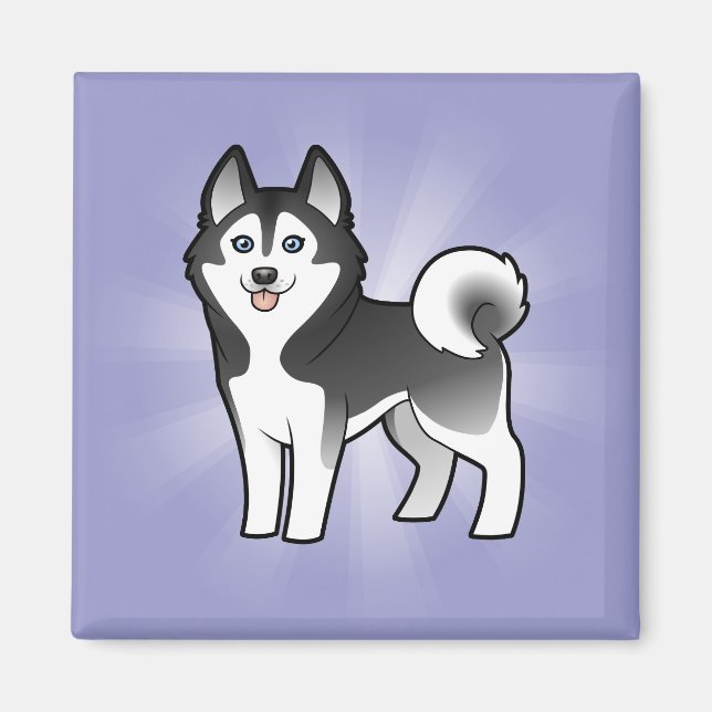 Imã Cartoon Siberian Husky / Alaskan Malamute (Frente)