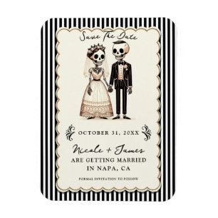 Ímã Cartoon Skeleton Bride + Groom Salvar a Data