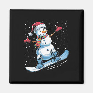Imã Cartoon Snowboard Snowman Com Cristo De Santa Hat