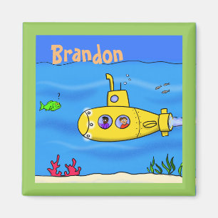Imã Cartoon submarino feliz