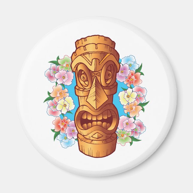 Imã Cartoon Tiki Statue (Frente)
