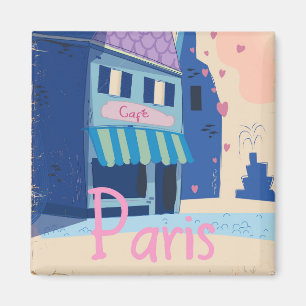 Imã Cartoon vintage da rua Paris
