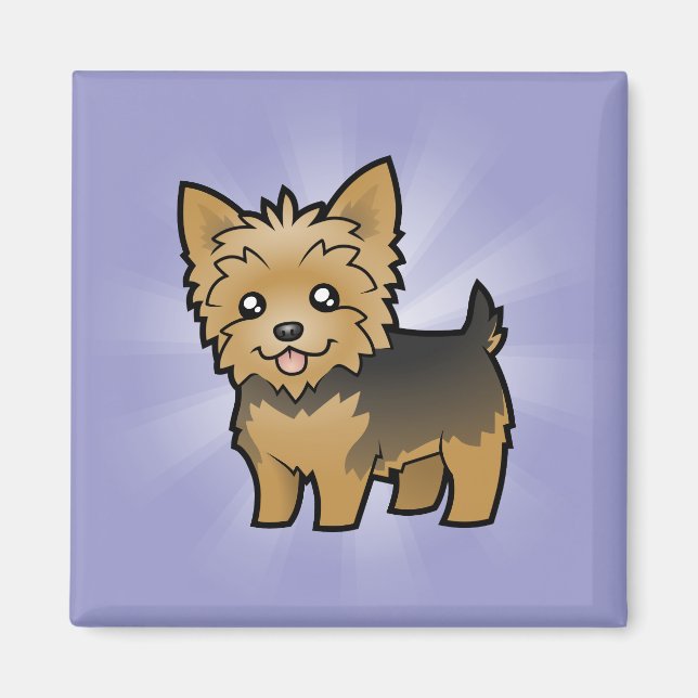 Imã Cartoon Yorkshire Terrier (cabelo curto sem arco) (Frente)