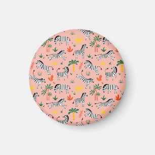 Imã Cartoon Zebras Funny Patterno Sem Olho