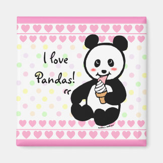 Imã Cartoons de Sorvete Kawaii Panda
