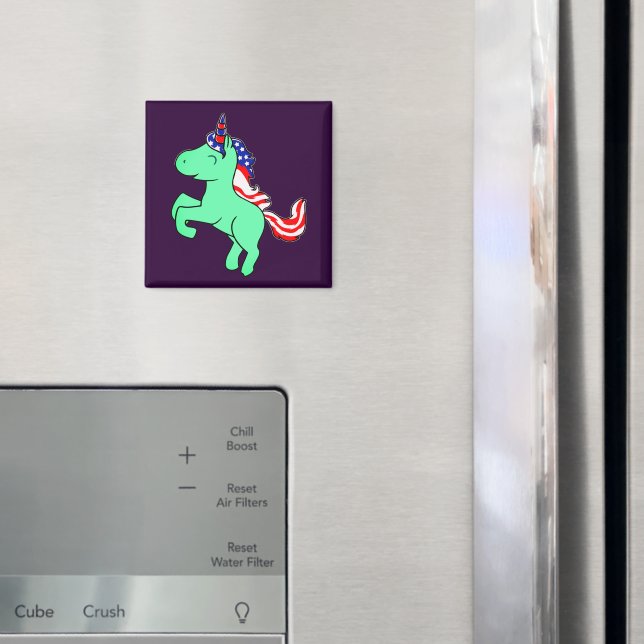 Imã Cartum de Sinalizador Mane Patriótico da Unicorn M (In Situ (Fridge))