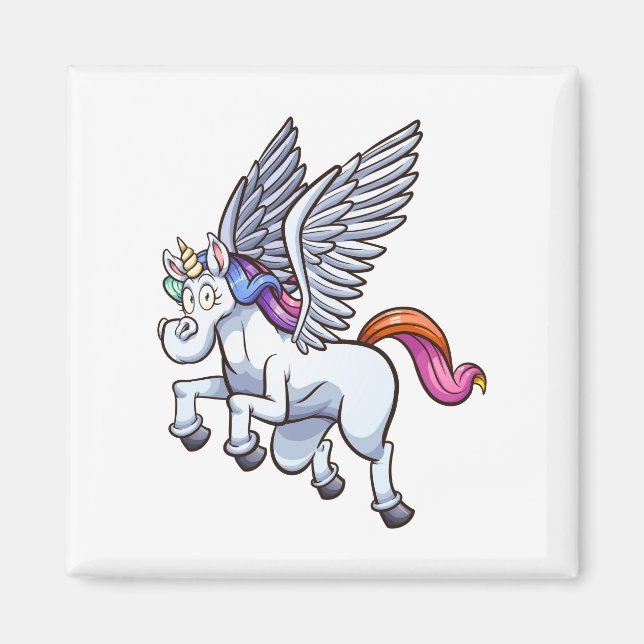 Imã cartum voador pegasus unicorn (Frente)