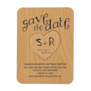 Ímã Carved Initals on Oak Tree Save the Date