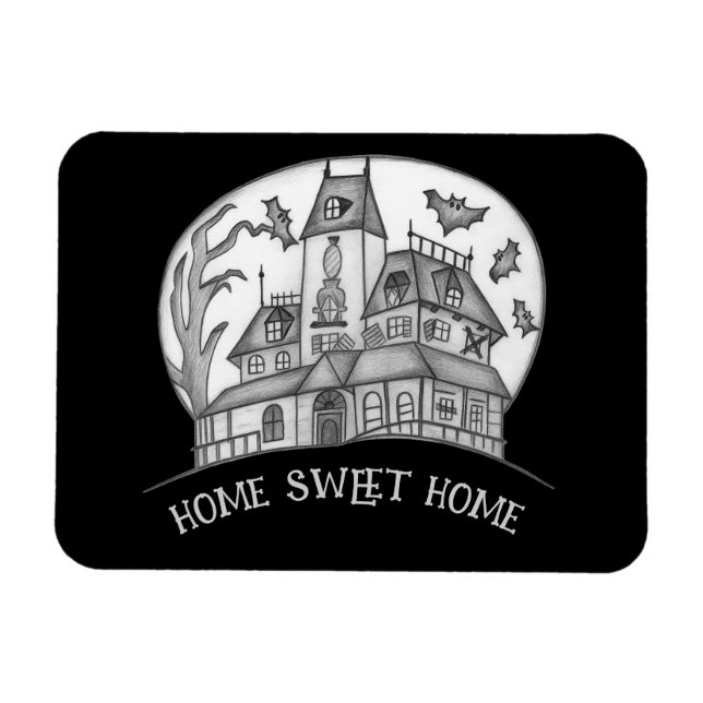 Ímã Casa Assombrada e Morcegos Halloween  (Horizontal)