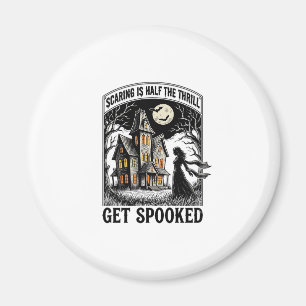 Imã Casa Assombrada Halloween Gravura Vintage Terror S