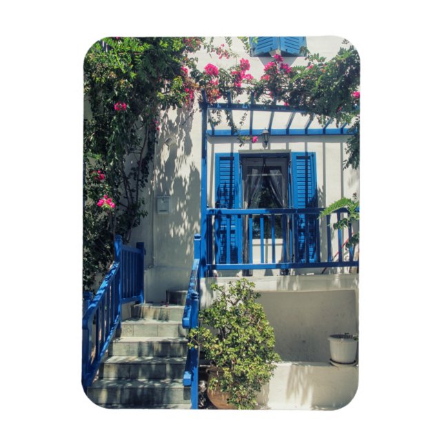 Ímã Casa azul e branca em Mykonos, Grécia (Vertical)