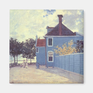 Imã Casa azul em Zaandam por Claude Monet, arte do