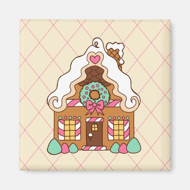 Imã Casa de Biscoito de Natal Ímã (Frente)