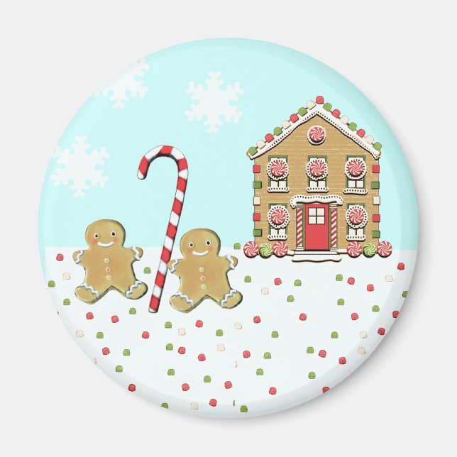 Imã Casa de Biscoitos de Natal Adoráveis (Frente)