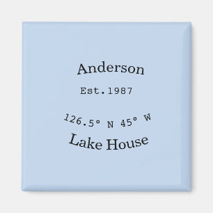 Imã Casa de lago etc. Data ano coordenadas personaliza