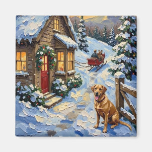 Imã Casa de Natal Vintage do Labrador Retriever