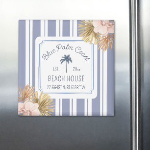 Imã Casa de Praia Listras Azuis Boho Fazenda Costeira