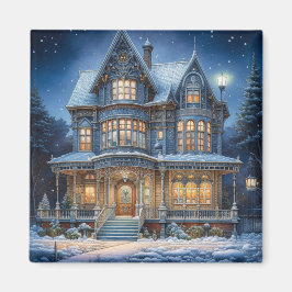 Imã Casa iluminada na véspera de Natal