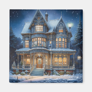 Imã Casa iluminada na véspera de Natal