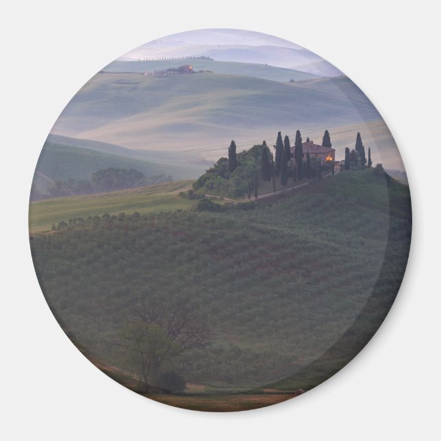 Imã Casa na Toscana no ímã redondo de nevoeiro da manh (Frente)