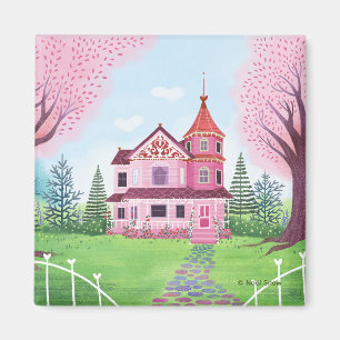 Imã Casa Vitoriana Rosa e Flor de Cereja