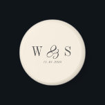 Imã Casais de casamento iniciais de creme natural eleg<br><div class="desc">Casal inicial de natas naturais Elegante</div>