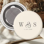 Imã Casais de noivos iniciais creme natural elegante<br><div class="desc">Casais de noivos inicial creme natural elegante</div>