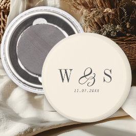 Imã Casais de noivos iniciais creme natural elegante