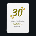 Ímã casal 30 feliz ouro cinza de aniversário<br><div class="desc">design editável</div>