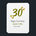 Ímã casal 30 feliz ouro cinza de aniversário<br><div class="desc">design editável</div>