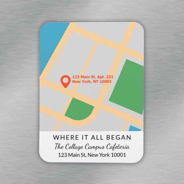 Ímã Casal Aniversário Mantém-Se Onde Tudo Começou A Ma (Couple Anniversary Keepsake Where It All Began Map Magnet
)