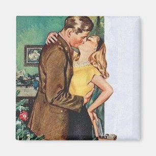 Imã Casal Beijando Natal Vintage