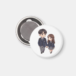 Imã Casal Bonito de Estudantes do K-Drama com Geladeir