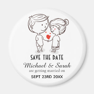 Imã Casal bonito Desenho Salvar a Data Casamento
