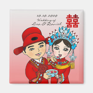 Imã Casal chinês do casamento: Rosa quadrado do ímã