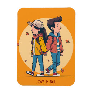 Ímã Casal com as mãos caminhando juntas no outono