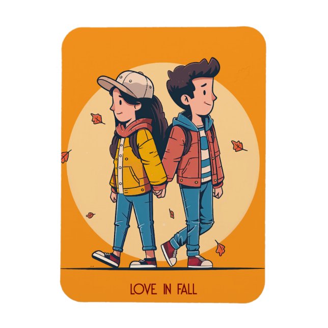 Ímã Casal com as mãos caminhando juntas no outono (Vertical)