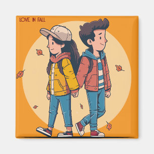 Imã Casal com as mãos caminhando juntas no outono
