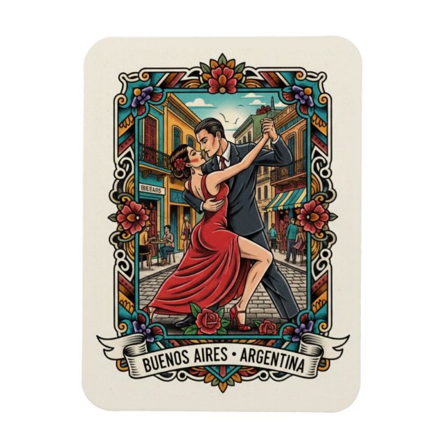 Ímã Casal dançando tango na Argentina (Vertical)