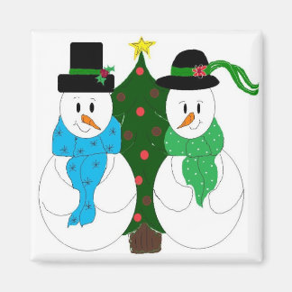 Imã Casal de Boneco de Neve Adorável