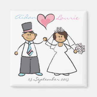 Imã Casal De Casamento De Cartoon E Groom Salve A Data