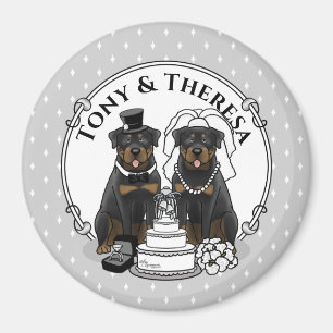 Imã Casal de Casamento Rottweilers Noiva e Cães de Gro