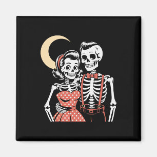 Imã Casal De Esqueleto Vintage Halloween Em Ruas Dos A