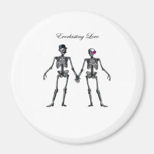 Imã Casal de Esqueletos Góticos (Rosa Antigo) Clássico