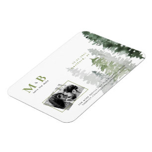 Ímã Casal de Fotografia Florestal Verde Musgo Casament